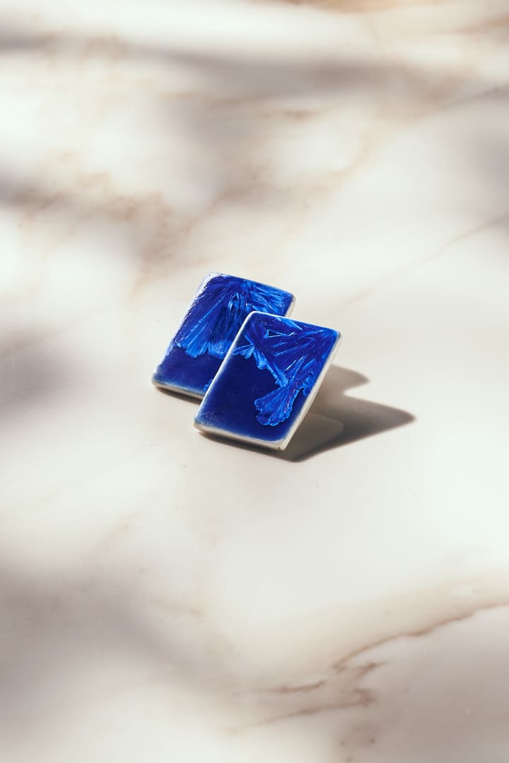 Pendientes Sol de Invierno Rectángulo azul cobalto