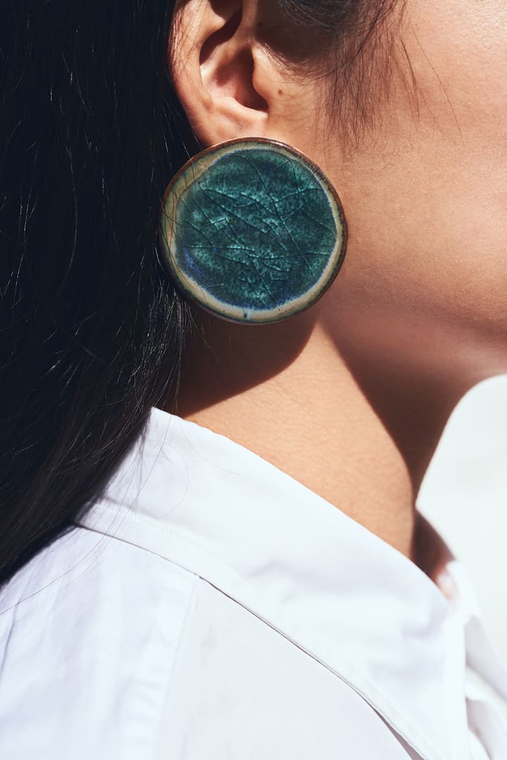 Pendientes Redondo Maxi Marrón Turquesa