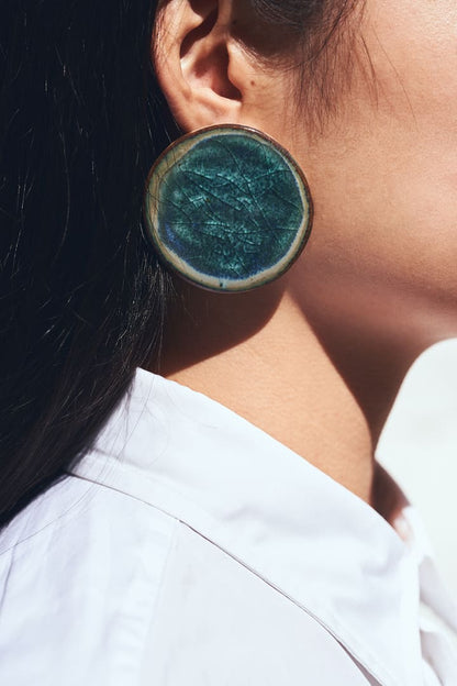 Pendientes Redondo Maxi Marrón Turquesa