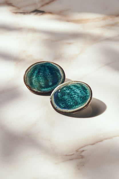 Pendientes Redondo Maxi Marrón Turquesa